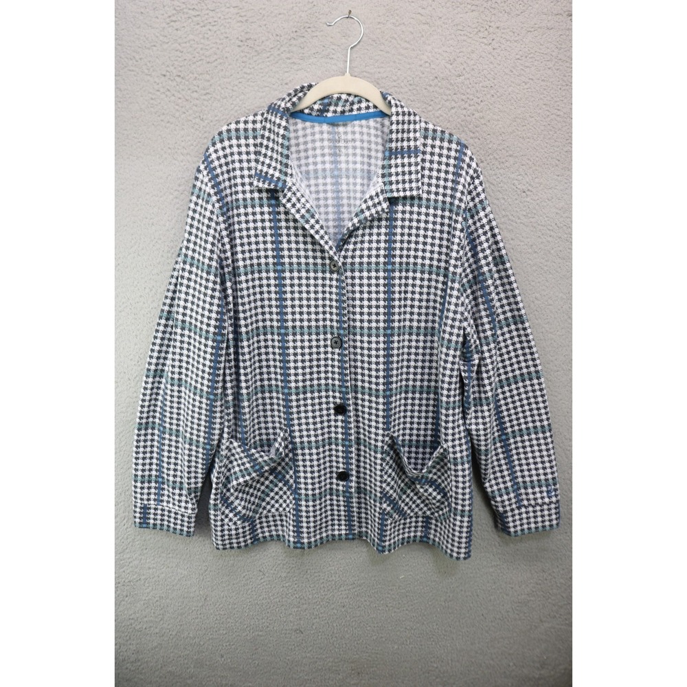 Cuddl Duds Long Sleeve Button Up Plaid Cardigan-Size XL-Soft-Preppy